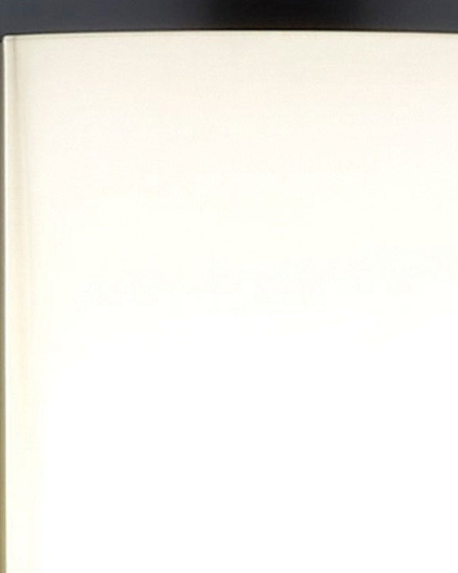 63" Black Wood Column Floor Lamp With White Fabric Cylinder Shade