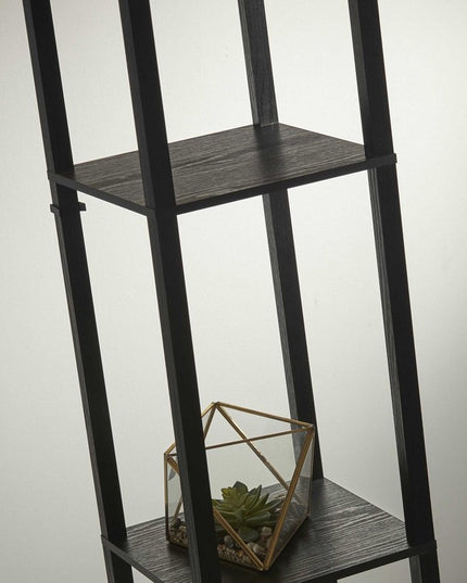 63" Black And White Solid Wood Column Floor Lamp With White Fabric Square Shade