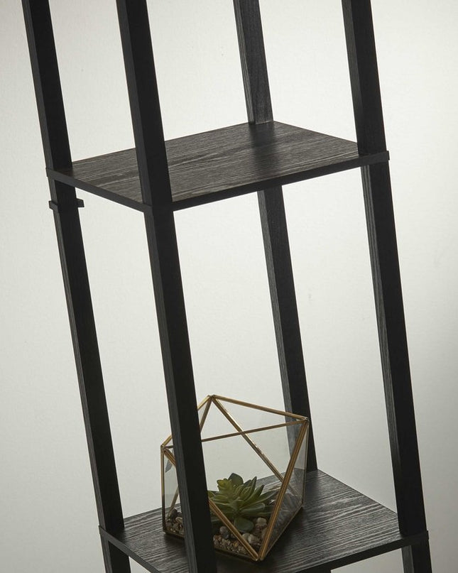 63" Black And White Solid Wood Column Floor Lamp With White Fabric Square Shade