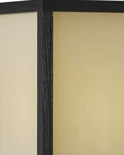 63" Black And White Solid Wood Column Floor Lamp With White Fabric Square Shade
