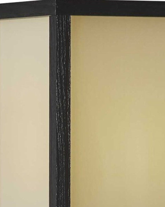 63" Black And White Solid Wood Column Floor Lamp With White Fabric Square Shade
