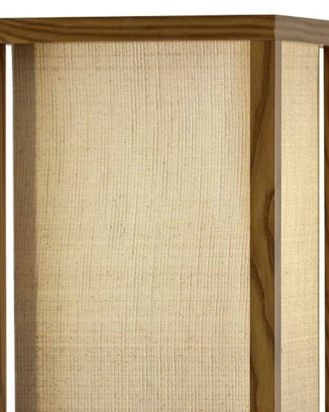 63" Black And White Solid Wood Column Floor Lamp With White Fabric Square Shade