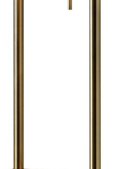 62" Brass Column Floor Lamp With Gray Fabric Square Shade