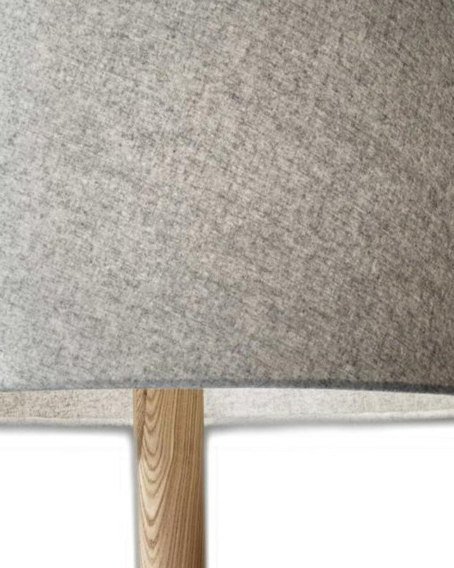 59" Natural Solid Wood Tripod Floor Lamp With Gray Fabric Empire Shade