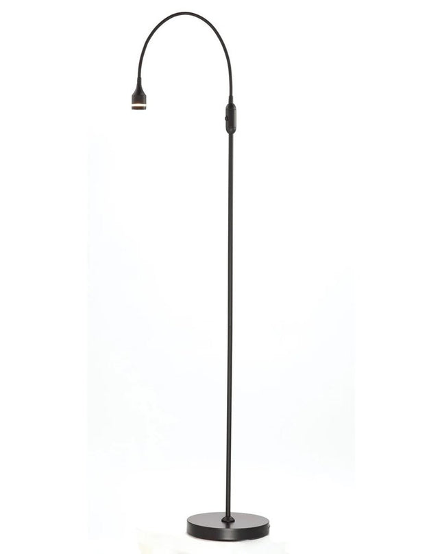 56" Black LED Arched Floor Lamp With Black Drum
