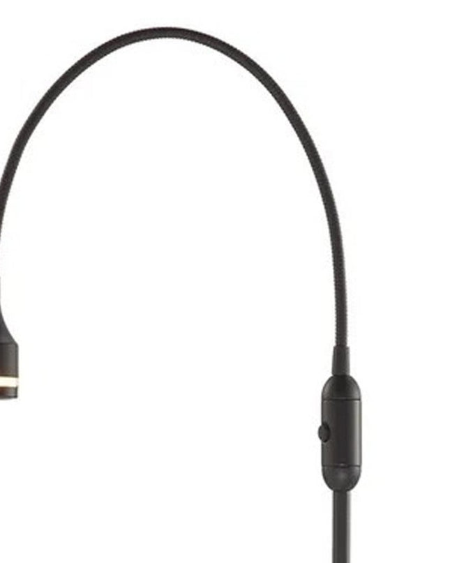 56" Black LED Arched Floor Lamp With Black Drum