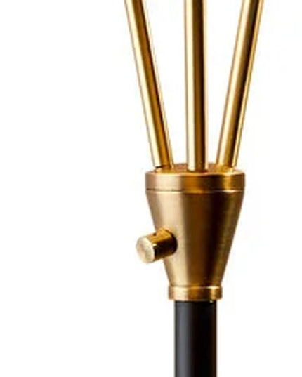 66" Black And Gold Metal Three Light Novelty Floor Lamp With Black Metal Cone Shade