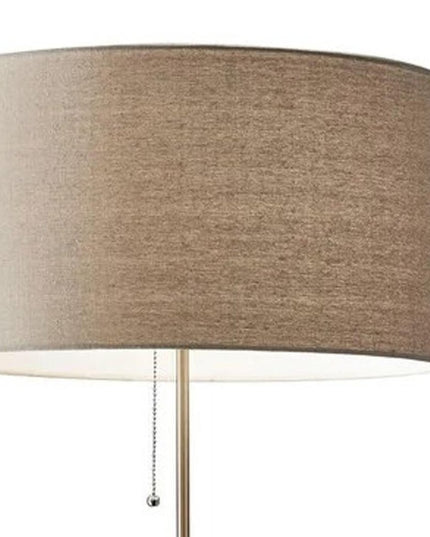 66" Brown Floor Lamp With Brown Fabric Drum Shade