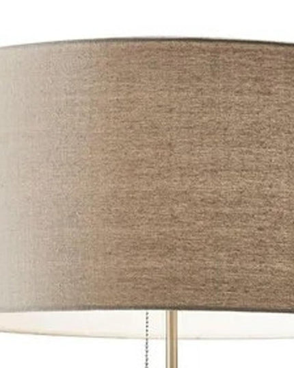 66" Brown Floor Lamp With Brown Fabric Drum Shade