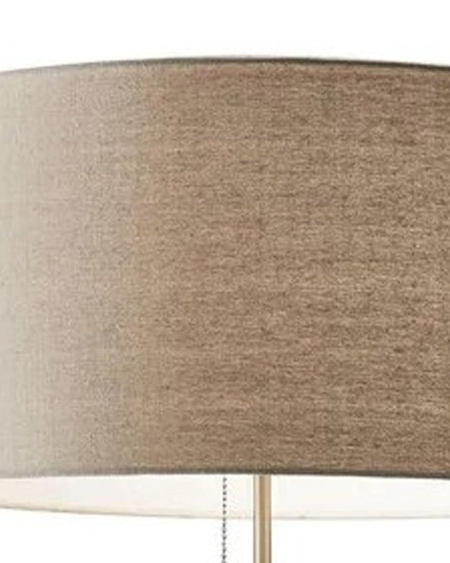 66" Brown Floor Lamp With Brown Fabric Drum Shade