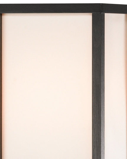 72" Black And Off White Column Floor Lamp With Off White Fabric Rectangular Shade