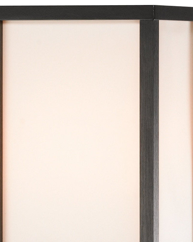 72" Black And Off White Column Floor Lamp With Off White Fabric Rectangular Shade