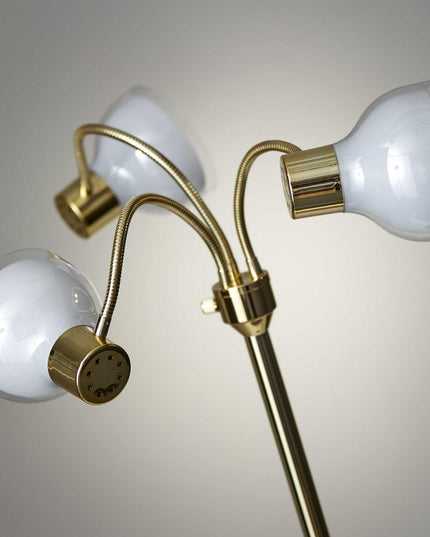 69" Black And White Metal Three Light Tree Floor Lamp With White Bowl Shade