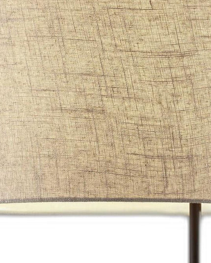 64" Beige And Black Tray Table Floor Lamp With Beige Fabric Drum Shade