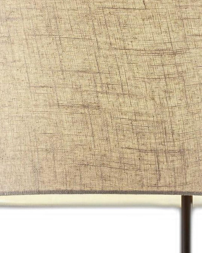 64" Beige And Black Tray Table Floor Lamp With Beige Fabric Drum Shade