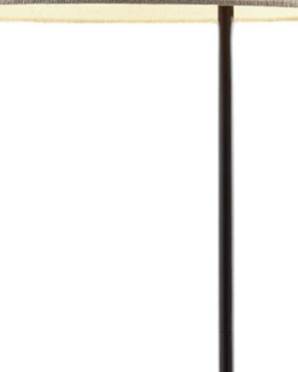 64" Beige And Black Tray Table Floor Lamp With Beige Fabric Drum Shade