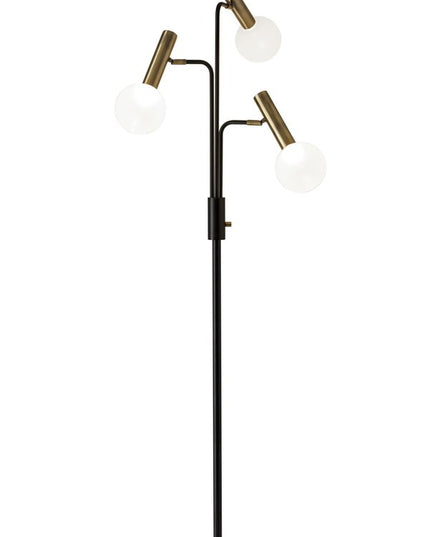 70" Black And Bronze Three Light LED Tree Floor Lamp With White