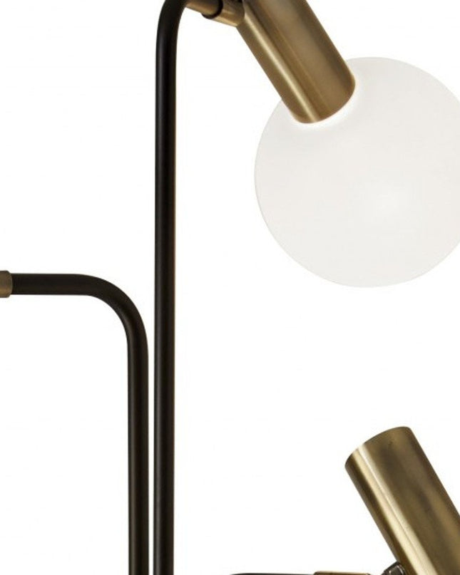 70" Black And Bronze Three Light LED Tree Floor Lamp With White