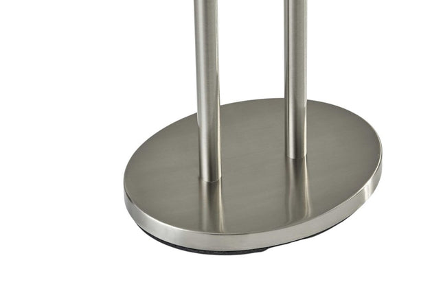 62" Silver Metal Task Floor Lamp With White Fabric Drum Shade