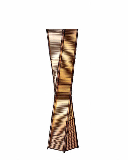 50" Black Floor Lamp With Black and Tan Twisted Cylinder Shade