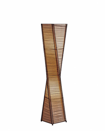 50" Black Floor Lamp With Black and Tan Twisted Cylinder Shade