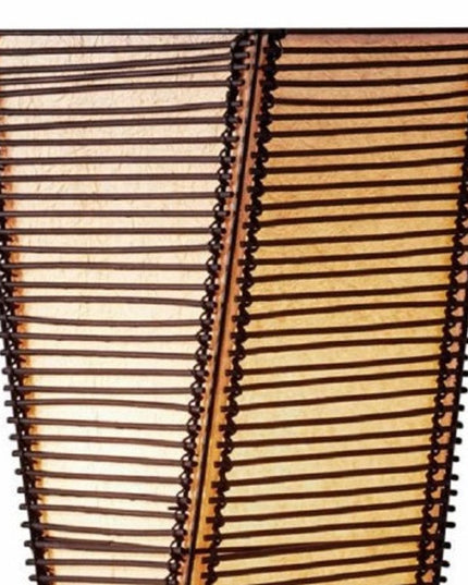 50" Black Floor Lamp With Black and Tan Twisted Cylinder Shade