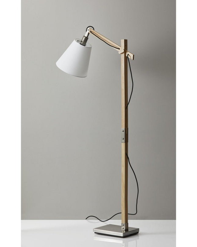 61" Natural Solid Wood Task With White Cotton Shade