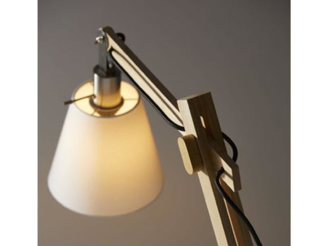 61" Natural Solid Wood Task With White Cotton Shade