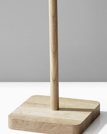 59" Natural Solid Wood Floor Lamp With White Linen Drum Shade