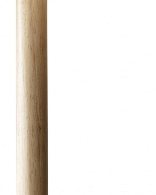 59" Natural Solid Wood Floor Lamp With White Linen Drum Shade