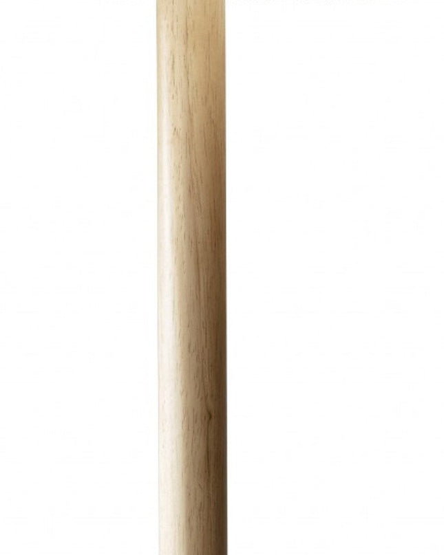 59" Natural Solid Wood Floor Lamp With White Linen Drum Shade