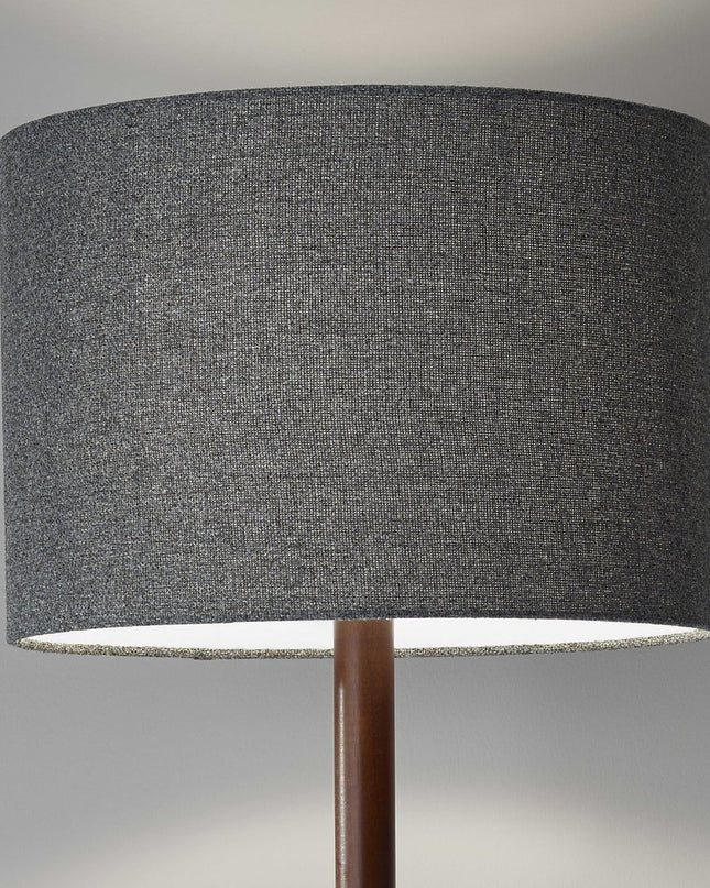 59" Natural Solid Wood Floor Lamp With White Linen Drum Shade