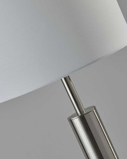 58" Silver Floor Lamp With White Fabric Drum Shade