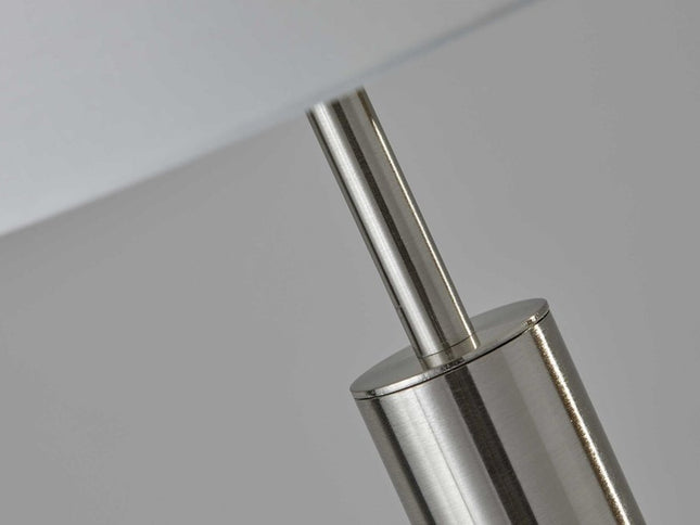 58" Silver Floor Lamp With White Fabric Drum Shade