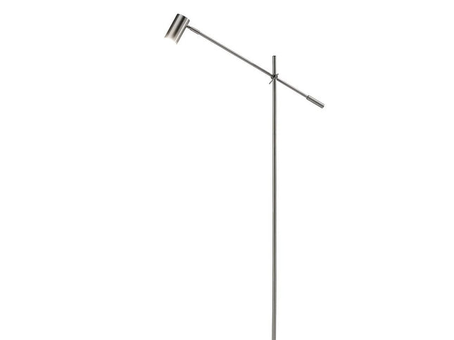 63" Silver LED Task Floor Lamp With Silver Metal Drum Shade