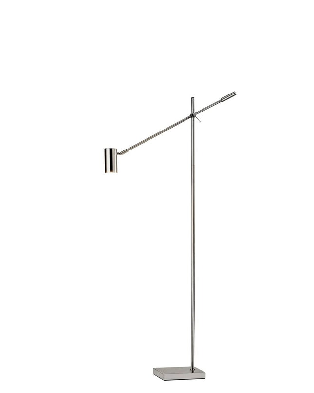 63" Black And Gold Adjustable LED Task Floor Lamp With Antiqued Brass Metal Cylinder Shade