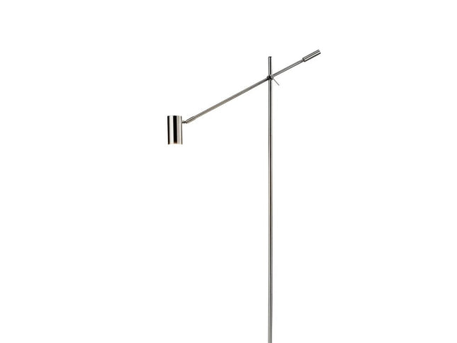 63" Silver LED Task Floor Lamp With Silver Metal Drum Shade