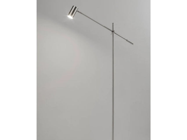 63" Silver LED Task Floor Lamp With Silver Metal Drum Shade