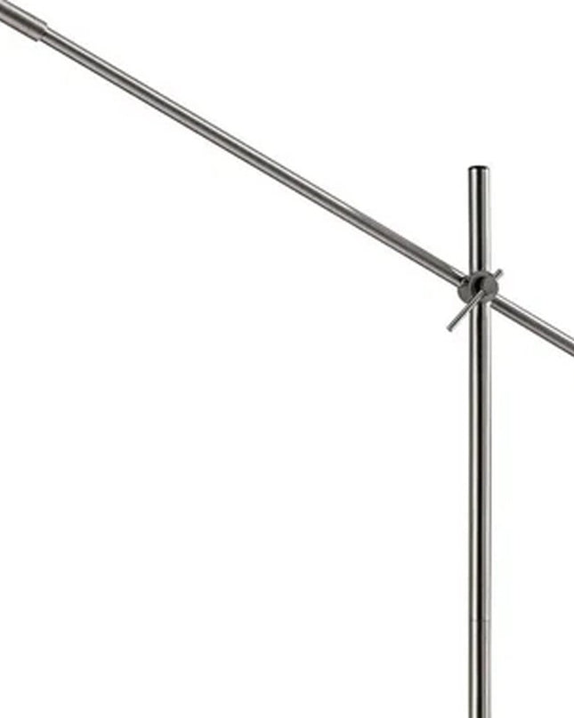 63" Black And Gold Adjustable LED Task Floor Lamp With Antiqued Brass Metal Cylinder Shade
