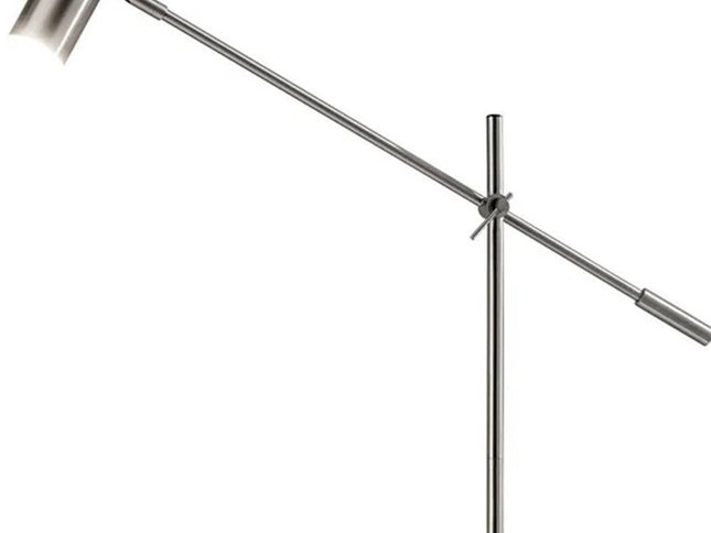 63" Silver LED Task Floor Lamp With Silver Metal Drum Shade
