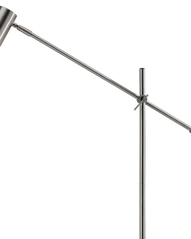 63" Black And Gold Adjustable LED Task Floor Lamp With Antiqued Brass Metal Cylinder Shade
