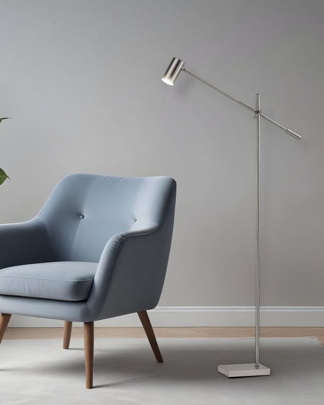 63" Black And Gold Adjustable LED Task Floor Lamp With Antiqued Brass Metal Cylinder Shade