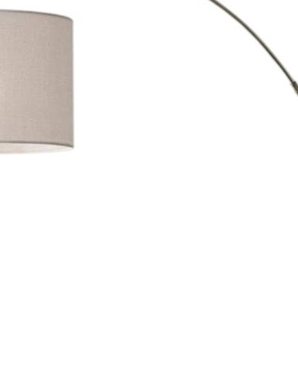 74" Silver Metal Arched Floor Lamp With Gray Linen Drum Shade