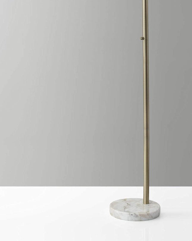 74" Silver Metal Arched Floor Lamp With Gray Linen Drum Shade