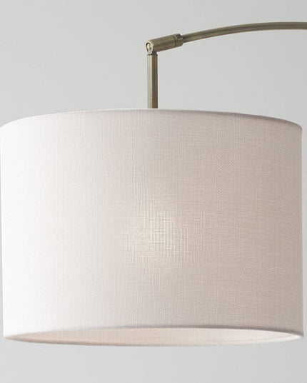 74" Silver Metal Arched Floor Lamp With Gray Linen Drum Shade