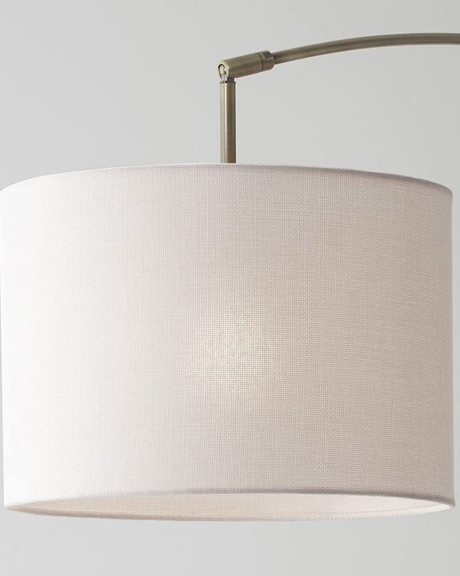 74" Silver Metal Arched Floor Lamp With Gray Linen Drum Shade