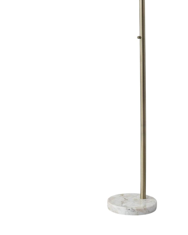 74" Silver Metal Arched Floor Lamp With Gray Linen Drum Shade