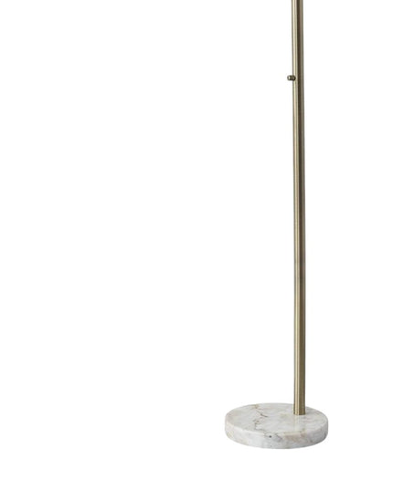 74" Silver Metal Arched Floor Lamp With Gray Linen Drum Shade