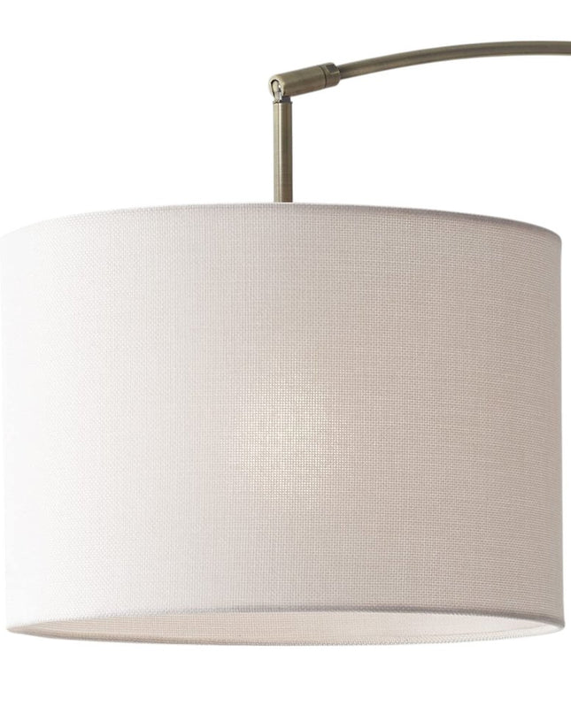 74" Silver Metal Arched Floor Lamp With Gray Linen Drum Shade