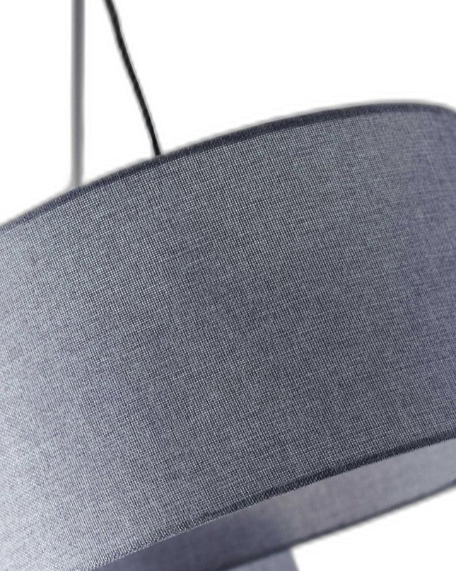 91" Silver Three Light Tree Floor Lamp With Gray Linen Drum Shade